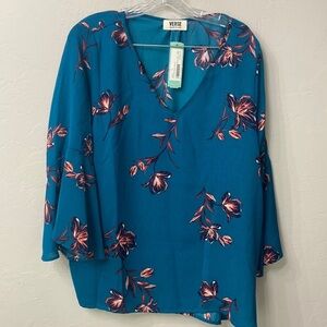 Verse Women's Teal Floral Blouse